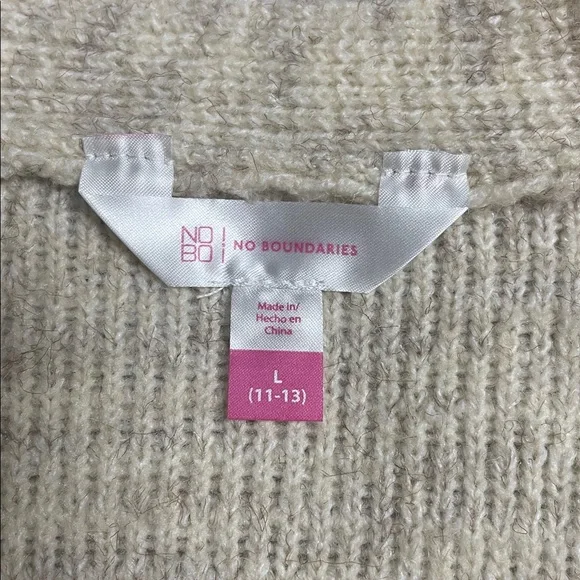 No Boundaries Cream Knit V-Neck Button Sweater Vest - Picture 3 of 6